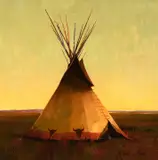 R. Tom Gilleon, Buffalo Lodge Study, oil on canvas