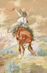 Elling William Gollings, Breaking a Bronc, gouache on paper