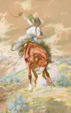 Elling William Gollings, Breaking a Bronc, gouache on paper