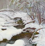 Ernest Martin Hennings, A Creek in Winter, oil on board