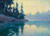Sydney Laurence, Alaskan Lake, oil on board