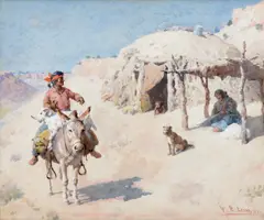 William Robinson Leigh, Shrewd Merchant, 1950, gouache and watercolor on paper