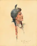 Edgar S. Paxson, Indian Brave, 1908, watercolor on paper