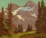 Edgar Alwin Payne, Mountain Landscape, oil on canvas laid on board
