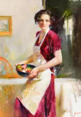 Pino, After Supper, oil on canvas