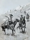 Frederic Remington, The Scouts (ca. 1899), oil en grisaille on board