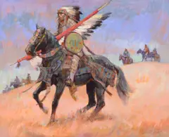 Taunting the Enemy Study by Kenneth Riley, 1999, acrylic on paper, sold Jul 2024