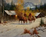Gary Lynn Roberts, Early Morning Riders, oil on canvas