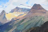 Carl Rungius, Mountain Peaks, Banff, oil on canvas laid on board