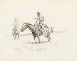Meeting on Middle Ground by Charles Marion Russell, pen and ink on paper, sold Jul 2024