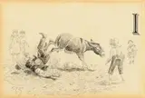 Kicked Half-Way Across the Street by Charles Marion Russell, pen and ink on paper, sold Jul 2024