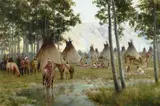 John Scott, Indian Encampment, 1979, oil on canvas