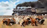 Oleg Stavrowsky, Rolling Through the Longhorns, oil on canvas