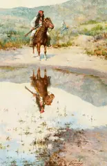 Huachuca Pond by Howard Terpning, 1978, oil on board, sold Jul 2024