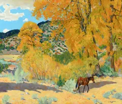 Walter Ufer, Autumn in Taos Canyon, oil on canvas