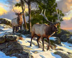 Dustin Van Wechel, A Winter Fellowship, 2018, oil on canvas laid on board