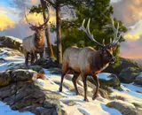 Dustin Van Wechel, A Winter Fellowship, 2018, oil on canvas laid on board