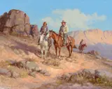 Olaf Wieghorst, Navajos, oil on board