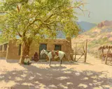 Olaf Wieghorst, Siesta Time, oil on canvas
