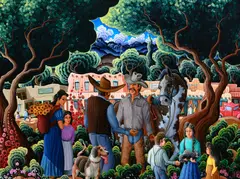 Kim Wiggins, Plaza de Taos, 2005, oil on canvas