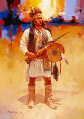 Apache Honor – Apache Pride by Roy Andersen, oil on canvas, sold Jul 2023