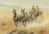 Edward Borein, Concord Coach, watercolor on paper