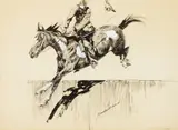 Edward Borein, Pinto Bolting, ink and gouache on board