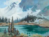 George Browne, In the Rockies, oil on canvas laid on board