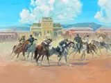 Gary Carter, B Troop vs. the Dust Cutters, 1974, oil on canvas