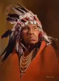 Donald Crowley, Crow Chief Study, oil on board