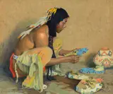E. Irving Couse, The Moccasin Maker, oil on canvas