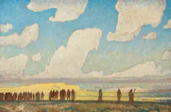 Migration, No. 2 by Maynard Dixon, 1924, oil on canvas, sold Jul 2023