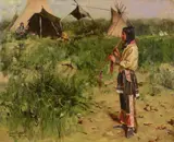 Gilbert Gaul, Mohawk Indian Encampment, oil on canvas