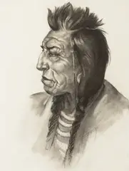 Leroy E. Greene, Indian Head, charcoal on paper