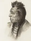 Leroy E. Greene, Indian Head, charcoal on paper