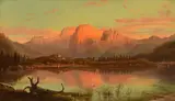 Cyrenius Hall, Sunset Peaks, oil on canvas