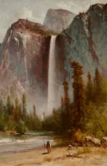 Bridal Veil Falls, Yosemite by Thomas Hill, oil on canvas, sold Jul 2023