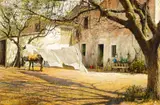 Clark Hulings, Noonday Hacienda, 1972, oil on canvas