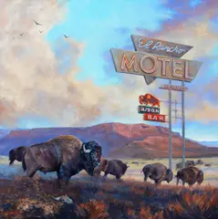 Jennifer Johnson, The Bison Bar Retreat, 2023, oil on canvas