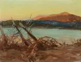Frank Tenney Johnson, Along the Yellowstone, oil on board