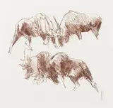 Bob Kuhn, Moose Battle, conté crayon on paper