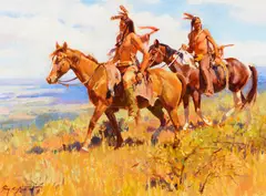 Along the Ridge Top by Jim Norton, 1996, oil on board, sold Jul 2023