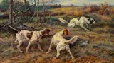 Edmund Henry Osthaus, Setters on Point, oil on canvas