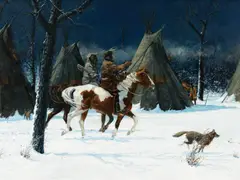 Gordon Phillips, The Story-Teller (Crow), oil on board