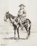 Frederic Remington, Jim Bridger, the Veteran Mountaineer (ca. 1887), pen and ink on paper
