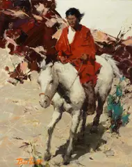 Indian Boy by Burt Procter, oil on board, sold Jul 2023