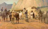 Kenneth Riley, Mr. Remington and the Buffalo Soldiers, oil on board