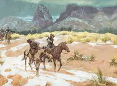 Dragoon Trail by Kenneth Riley, 1974, oil on board, sold Jul 2023
