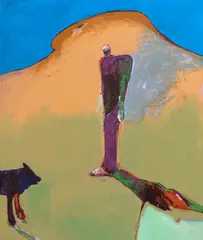 Portrait at Lone Wolf by Fritz Scholder, 1983, oil on canvas, sold Jul 2023