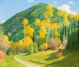 Joseph Henry Sharp, Aspens – Hondo Cañon, oil on canvas